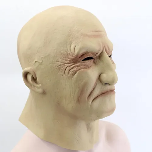 Miniatura 3 de Máscara realista de anciano antiarrugas, máscara humana para Halloween, piel espeluznante, disfraz de fiesta, máscara de látex de cabeza completa