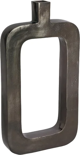 Miniatura 9 de Deco 79 Jarrón contemporáneo de aluminio negro, 18 x 11 x 2 pulgadas