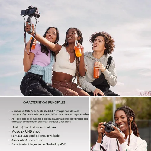 Miniatura 8 de Kit de cámara sin espejo Canon EOS R50 con lente RF-S18-45mm F4.5-6.3 IS STM, sensor CMOS de 24.2 megapíxeles (APS-C), video 4K, cámara híbrida