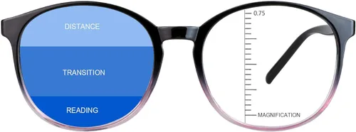 Miniatura 17 de Gafas presbíopicas multifocales progresivas redondas vintage, gafas de luz anti-azul., Negro