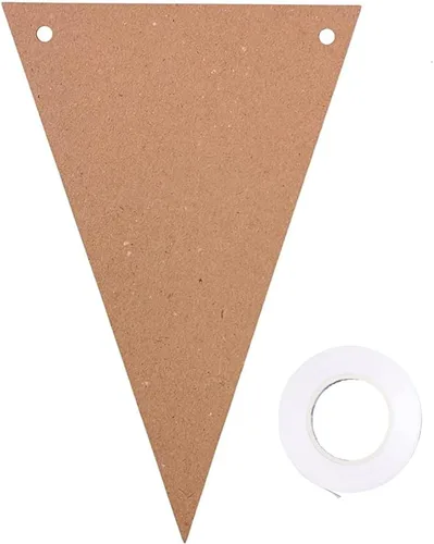Miniatura 4 de Paquete de 3 pancartas de papel kraft para manualidades, 36 banderines triangulares de 6.8 x 5.1 pulgadas, decoraciones de aula de Navidad, fiestas