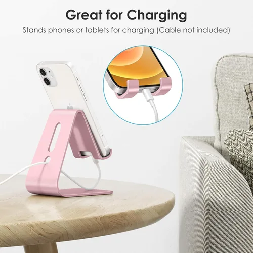 Miniatura 10 de [Versión actualizada de Solid] OMOTON Desktop Cell Phone stand Tablet Stand avanzada, 4mm de grosor de aluminio soporte para teléfono celular