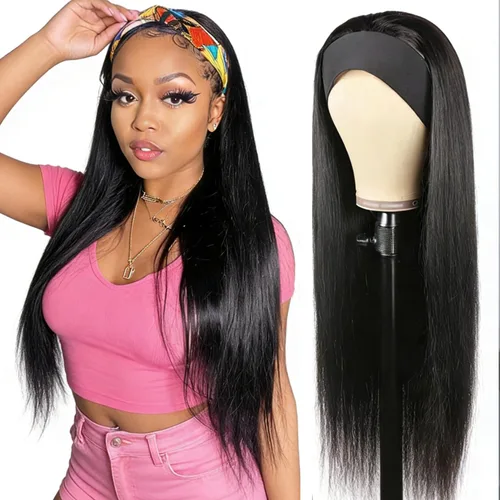 Miniatura 50 de XSY: Peluca de diadema de cabello humano de onda profunda sin pegamento, sin encaje frontal, peluca de diadema rizada, lista para usar y llevar