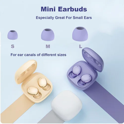 Miniatura 2 de Xmenha Auriculares inalámbricos pequeños para canales auditivos pequeños, auriculares azules más pequeños, auriculares Bluetooth micro pequeños