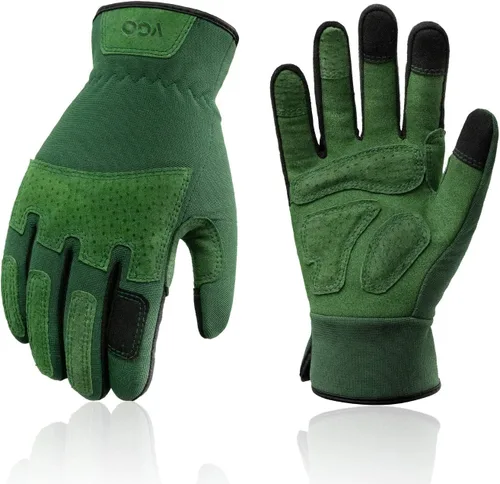 Miniatura 11 de Vgo... 1 par de guantes de jardinería para mujer, guantes de trabajo de piel de cabra a prueba de espinas para desmalezar, cavar, rastrillar, podar