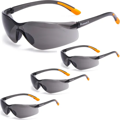 ProtectX Gafas de seguridad para hombres y mujeres, lentes de sol de seguridad con lentes antivaho resistentes a los arañazos, agarres Olympus