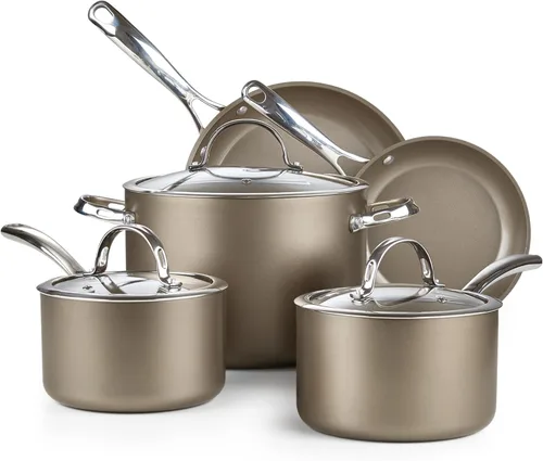Cooks Standard Juego de utensilios de cocina anodizados duros antiadherentes, ollas y sartenes, incluye cacerolas, olla, sartenes, tapas, compatible