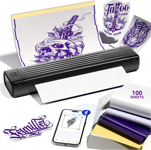 Itari A886 Tattoo Stencil Printer Bluetooth with 100 Sheets Paper, Stencil Printer Transfer Kits for Beginners and Artists, Thermal Printer Tattoo