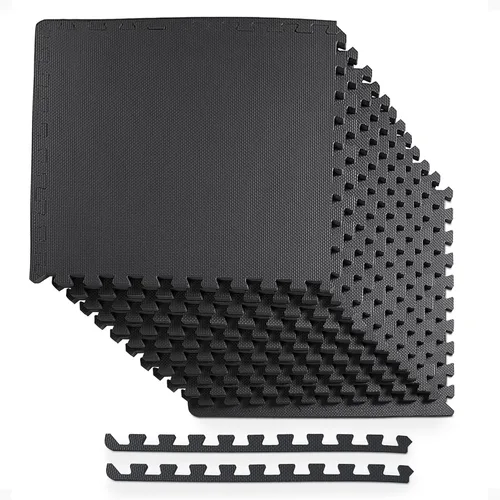 BalanceFrom Tapete de Azulejos de Espuma EVA Entrelazada para Ejercicio de 24 x 24 pulgadas, suelo de rompecabezas antideslizante para gimnasio en