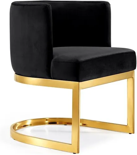 Meridian Furniture Gianna Collection Modern | Silla de comedor tapizada de terciopelo contemporáneo con marco de metal dorado pulido, 24 pulgadas de