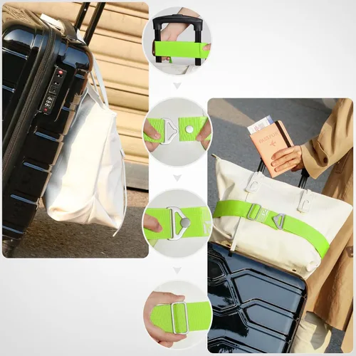 Miniatura 3 de TOOVREN Cinturón de viaje 2 en 1 para correas de equipaje, para añadir una bolsa, correa de equipaje con asa para maletas, cinturón elástico