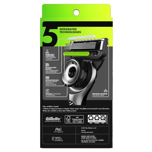 Miniatura 9 de Gillette Labs - Maquinilla de afeitar para hombre, incluye 1 mango, 2 repuestos de cuchilla de afeitar, 1 soporte magnético de alta calidad Plateado