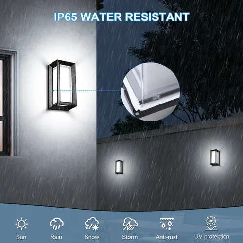 Miniatura 8 de ledmo Luces de Pared para Exteriores 1800Lm Luz Moderna para Porche al Aire Libre 6000K Iluminación Brillante Negra Accesorio de Iluminación