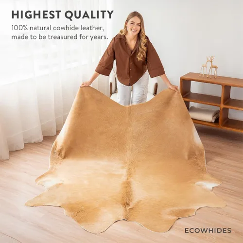 Miniatura 5 de ecowhides Palomino - Alfombra brasileña de piel de vacuno, piel de vaca para el hogar, sala de estar (XXL) 8 x 7 pies