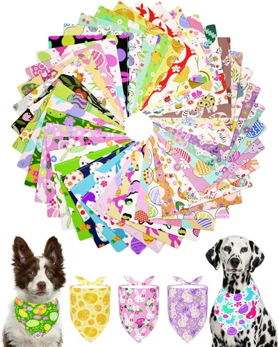 Miniatura 27 de PET SHOW 50 Pack Bandanas Navideñas para Perros Grandes XL Lavables Feliz Año Nuevo Bandanas en Triángulo a Granel Baberos para Perros Medianos