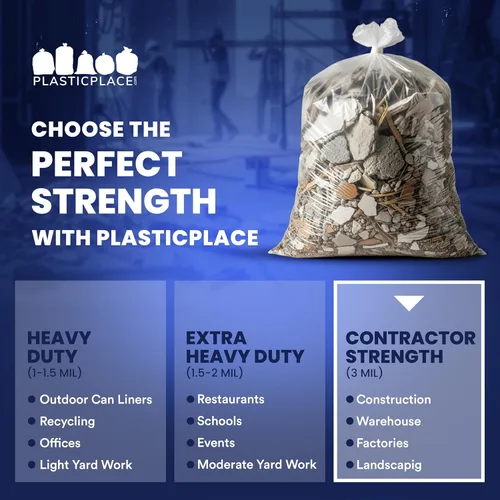 Miniatura 6 de Plasticplace Bolsas de basura para contratistas de 42 galones │ Bolsas de basura transparentes resistentes de 4.0 mil. │ 33 x 48 pulgadas (50 cajas)