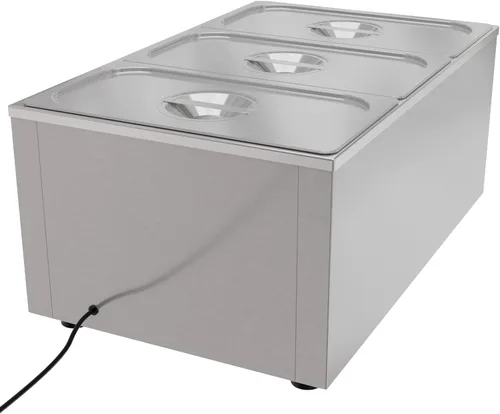 Miniatura 2 de KoolMore Calentador de alimentos comercial Bain Marie para encimera, estación de sopa y servidor de mesa de buffet con tres secciones para servir
