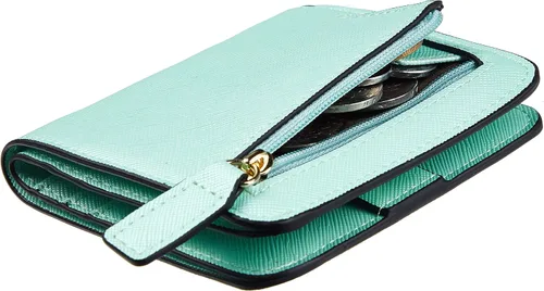 Miniatura 42 de Toughergun Cartera pequeña de cuero delgada para mujer con protección RFID, mini monedero bifold compacto con ventana de identificación transparente