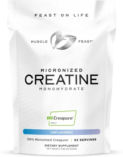 Muscle Feast Creapure - Polvo de monohidrato de creatina micronizado | Pre-entrenamiento o post-entrenamiento, premium | Creatina para mujeres y