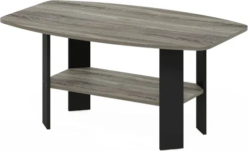 Miniatura 5 de Mesa de centro de diseño simple Furinno 11179GYW/BK, Madera Roble francés gris/negro.
