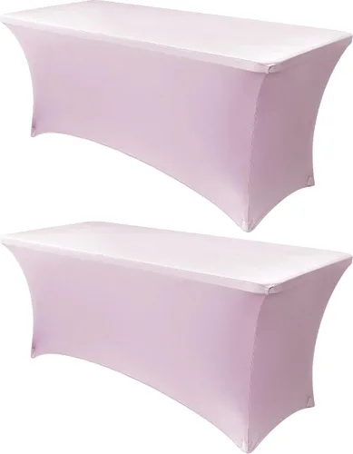 Miniatura 38 de Obstal Funda de mesa de elastano elástica de 4 pies para mesas plegables estándar, paquete de 2 manteles rectangulares universales ajustables