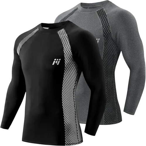 Miniatura 20 de MEETWEE Paquete de 4/5 camisas de compresión térmica para hombre, manga larga, forro polar, capa base, equipo de entrenamiento de invierno