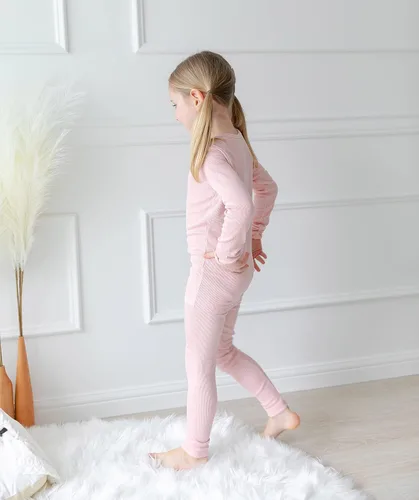 Miniatura 5 de AVAUMA - Conjunto de pijama acanalada para niños y niñas, de ajuste ceñido, para uso diario