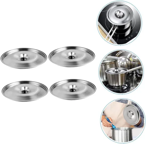 Miniatura 5 de Yardwe Juego de 4 tapas universales de acero inoxidable de 4.72 pulgadas para ollas de aceite, juego de 4 tapas para recipientes de condimentos