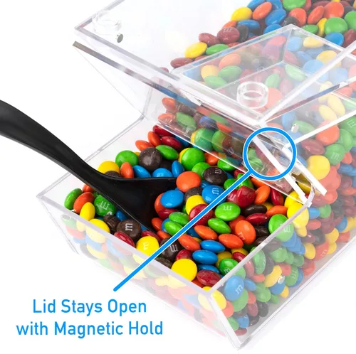 Miniatura 2 de IneVibe Dispensador de cobertura de caramelo – Recipiente acrílico a granel con cuchara, apilable y magnético para múltiples soportes en el estante