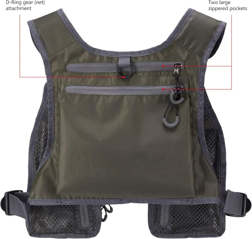 Miniatura 2 de BASSDASH FV08 Chaleco ultraligero de pesca con mosca para hombres y mujeres Paquete de pecho portátil Talla única para la mayoría