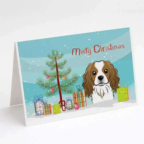 Miniatura 61 de Caroline's Treasures BB1616GCA7P - Tarjetas de felicitación y sobres de árbol de Navidad y sabueso afgano, paquete de 8 tarjetas en blanco
