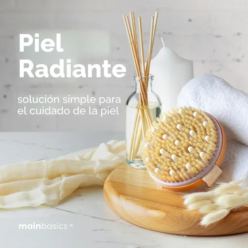 Miniatura 9 de MainBasics Cepillo corporal de cepillado en seco para drenaje linfático, piel seca, celulitis, circulación sanguínea con cerdas naturales