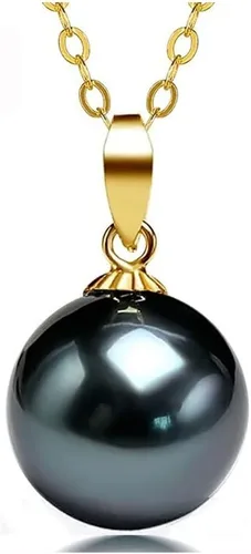 Auténtico Tahiti Nanhai acuaculture Peacock Green Black Pearl AAA, 0.315- 0.335 in, 0.453-0.472 in, 0.630 in Perla negra Sydney Collar colgante para