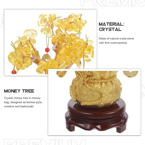 Miniatura 4 de Ciieeo Árbol de dinero monedas, árbol de la suerte, de cristal natural, árbol de la suerte, árbol de la vida de Feng Shui, árbol de dinero