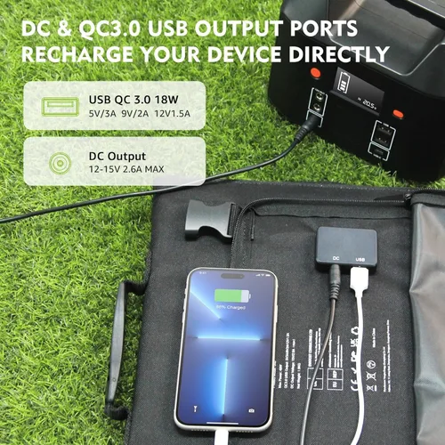 Miniatura 3 de Panel Solar de 40W EnginStar Panel Solar Plegable de 40 Vatios para Estación de Energía Portátil con Puerto USB QC3.0 para Teléfono Laptop Salida DC