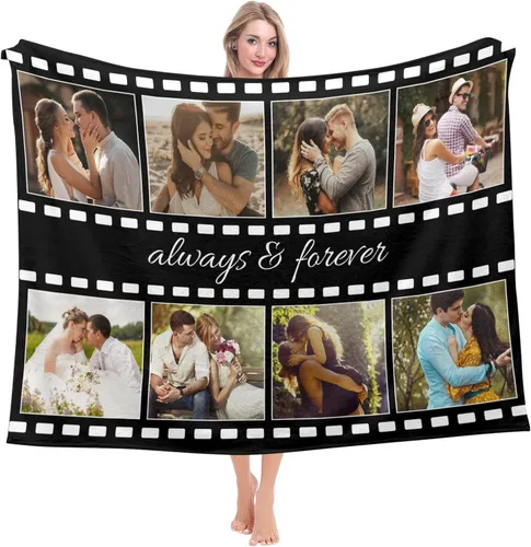 Mantas personalizadas con fotos, regalos personalizados para parejas, manta con fotos personalizada, regalos para siempre y para siempre, regalo de