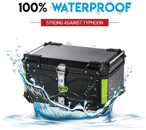 Miniatura 4 de Letusto GRUNT SPORTS - Caja superior trasera de motocicleta de 55 L, baúl de almacenamiento universal para scooter, caja de aluminio impermeable