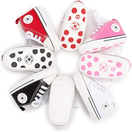 Miniatura 2 de KIDSUN - Zapatos deportivos unisex de caña alta para bebés mezclilla de lona suela antideslizante suaves para los primeros pasos