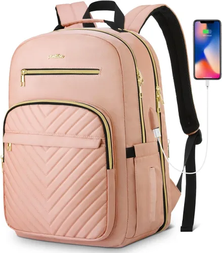 Miniatura 10 de YAMTION Mochila para mujer, mochila para laptop de 15.6 pulgadas para mujer, mochila USB para negocios, trabajo, oficina, universidad, azul oscuro
