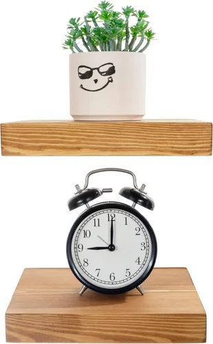Miniatura 35 de BGMG Estantes flotantes de madera de 12 pulgadas, estantes flotantes negros, estantes de pared de madera maciza para baño, sala de estar