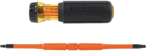 Miniatura 7 de Klein Tools 32287 Destornillador aislante, juego de destornilladores 2 en 1 con hoja abatible, puntas cuadradas #1 y #2, hojas de doble punta