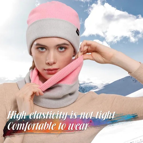 Miniatura 5 de WTACTFUL Conjunto de gorro holgado de invierno y bufanda térmica de doble capa, para hombres y mujeres, esquí, snowboard, al aire libre