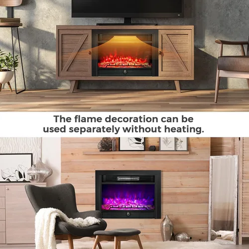 Miniatura 7 de RELAX4LIFE Insertos de chimenea eléctrica de 28.5 pulgadas, calentador de chimenea empotrado en la pared y en la pared con 3 colores de llama, 5