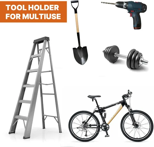 Miniatura 7 de Flexi Rods Organizador de garaje para colgar en la pared, estante de herramientas de jardín para recortadora de césped, cortasetos, herramientas