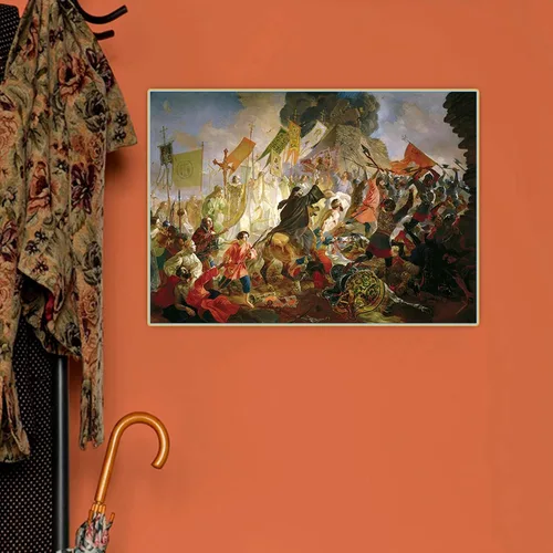Miniatura 5 de Karl Bryullov, Impresión en lienzo, "El asedio de Pskov por el rey polaco Stefan Batory", Reproducción de cuadro famosa, Cuadro de arte de pared