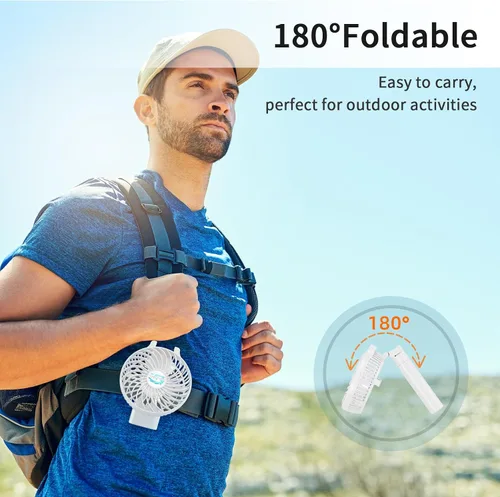 Miniatura 6 de HandFan Ventilador de mano portátil de 10400 mAh, ventilador de mano de larga duración de 40 horas recargable, mini ventiladores personales Hoja azul