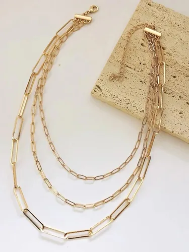Miniatura 4 de Long tiantian Collar de clip de papel para mujer, collar de eslabones de cadena de oro, collar de cadena en capas, collar de clip para niñas, Cobre