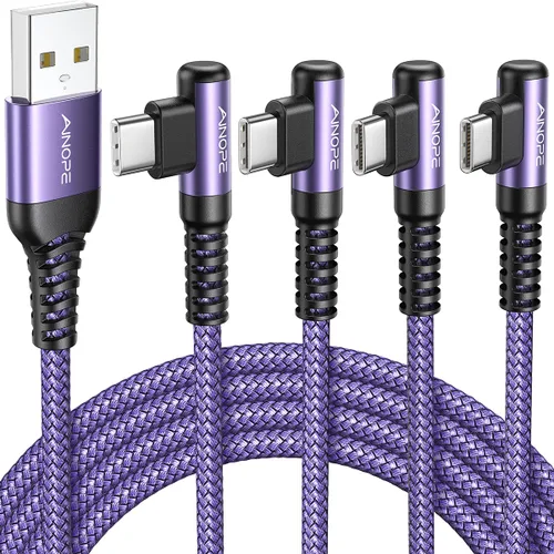 Miniatura 16 de AINOPE Cable USB a USB C [2 unidades, 6.6 pies] 3.1A tipo C cargador de carga rápida, cable USB C en ángulo recto para iPhone 17 Carplay, Galaxy Gris