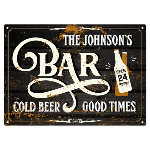 Miniatura 20 de Letrero de barra personalizado, nombre de barra rústico personalizado para decoración de interiores y exteriores, 10 x 14 pulgadas, aluminio 040