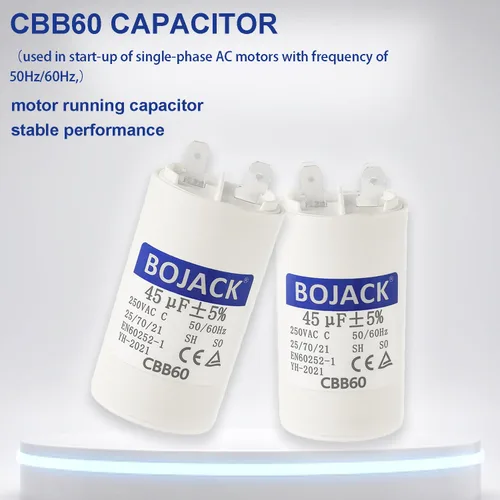 Miniatura 7 de BOJACK 45uf 45MFD uF CBB60 Condensador de funcionamiento de lavadora Frecuencia del condensador de funcionamiento del motor 50/60Hz 250VAC 250V Stud
